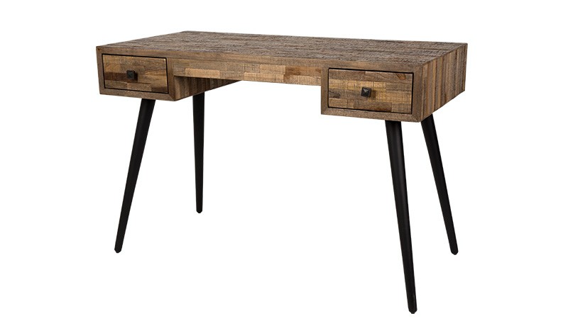 DESK TABLE RECYCLED TEAK WITH 2 DRAWERS - CONSOLES, DESKS